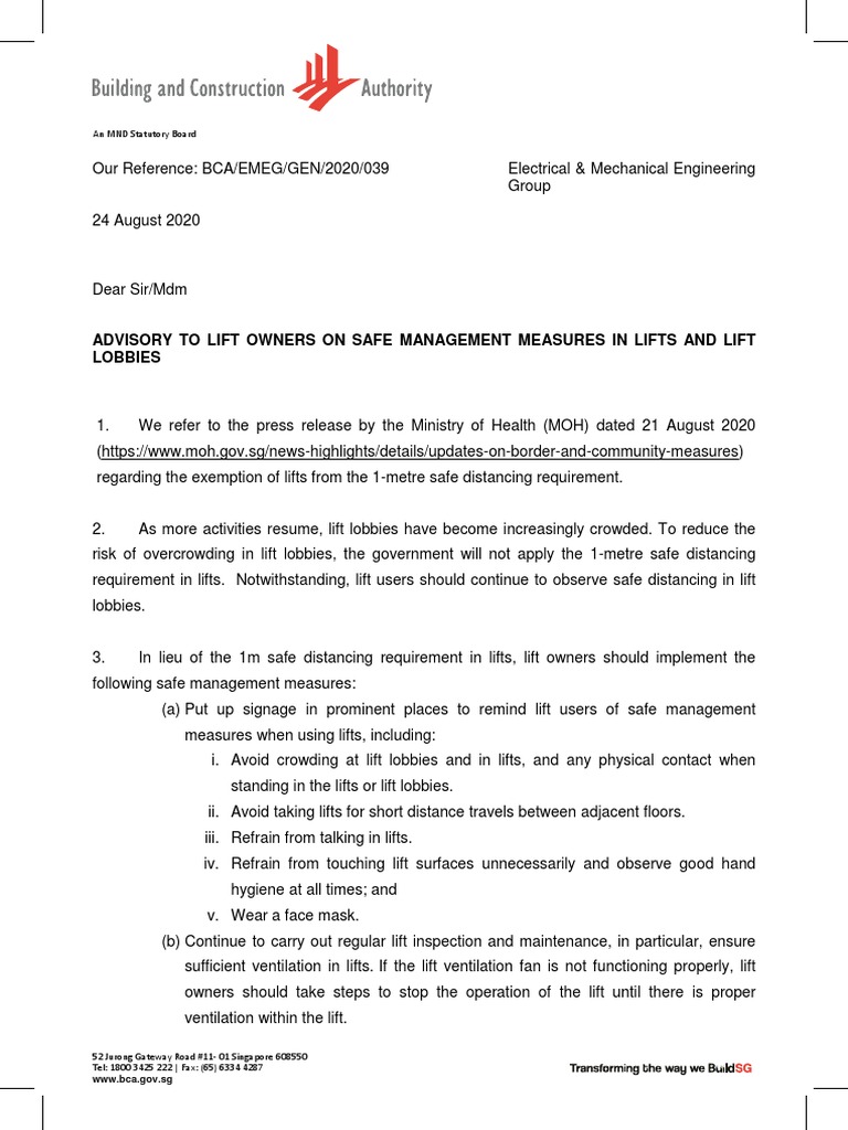 Advisory To Lift Owners On Safe Management Measures in Lifts and Lift ...