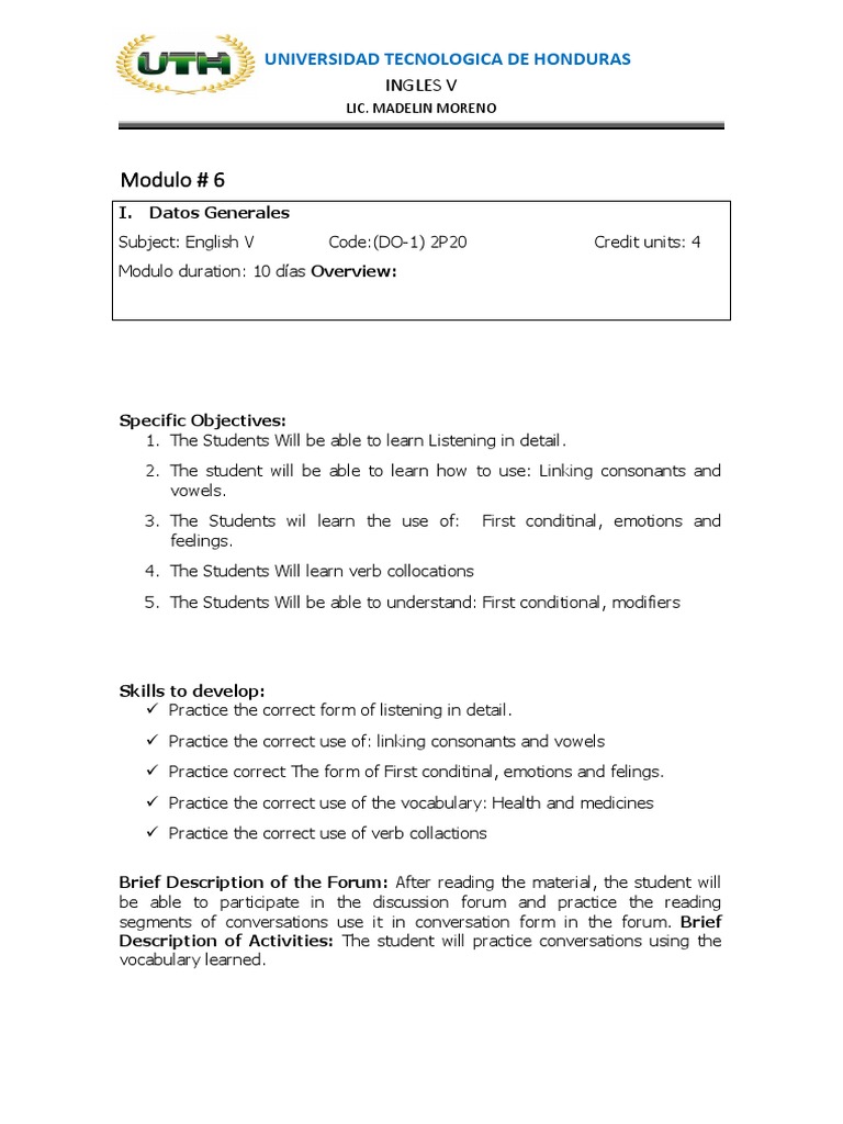 Modulo 6 Ingles Class Do 1 2P20 | PDF | Semiotics | Cognitive Science