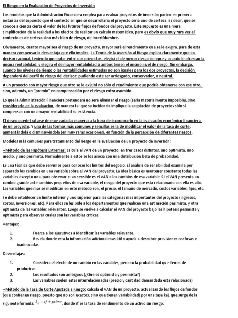 Análisis de Riesgo en Proyectos de Inversión | PDF | Toma de decisiones ...