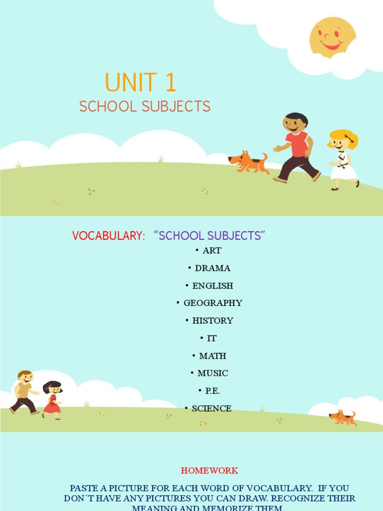 School Subjects and Vocabulary Guide | PDF
