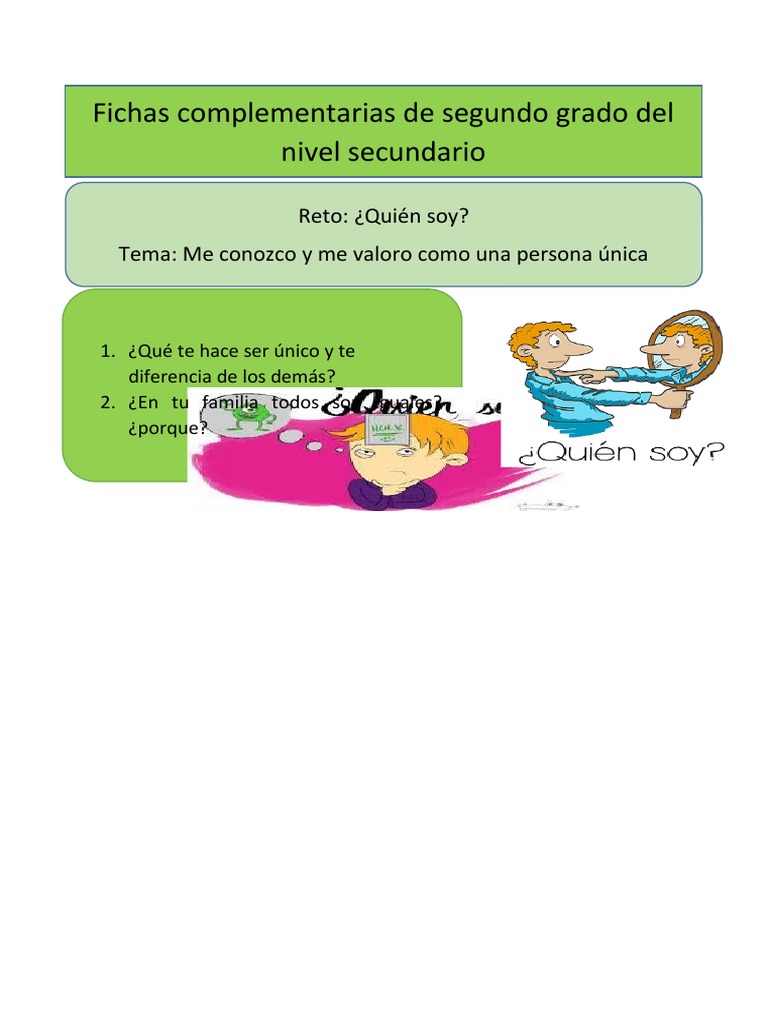 Fichas de Autoconocimiento Secundaria | PDF | Relaciones personales ...