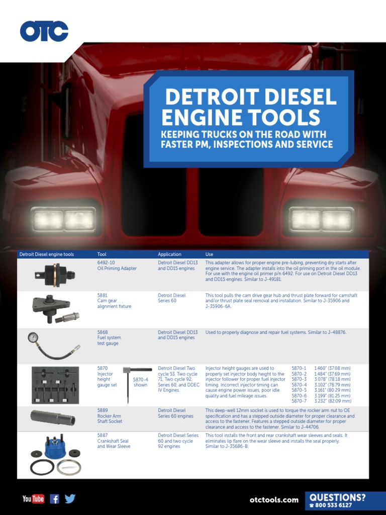 Detroit Diesel Engine Tools Guide | PDF | Diesel Engine | Fuel Injection