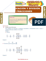 Multiplicación y División de Fracciones para Quinto Grado de Primaria