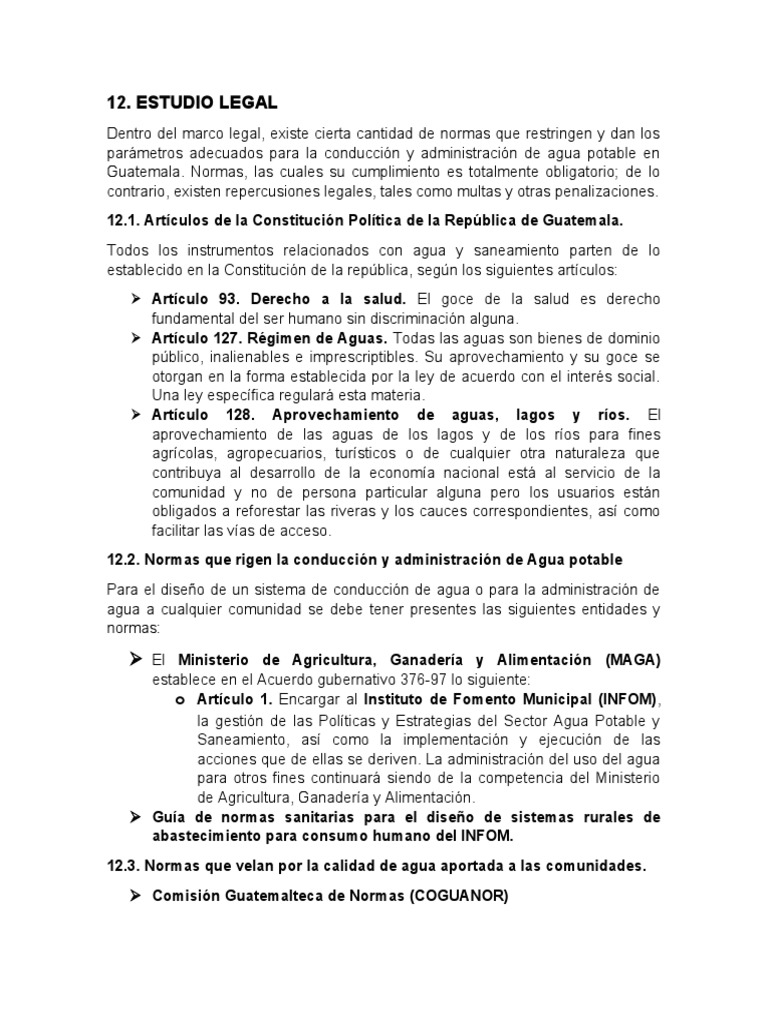 Ley de Agua Potable en Guatemala | PDF | Guatemala | Agua