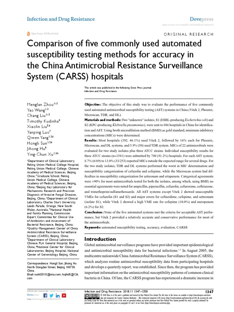 Comparison of Five Commonly Used Automated Susceptibility Testing