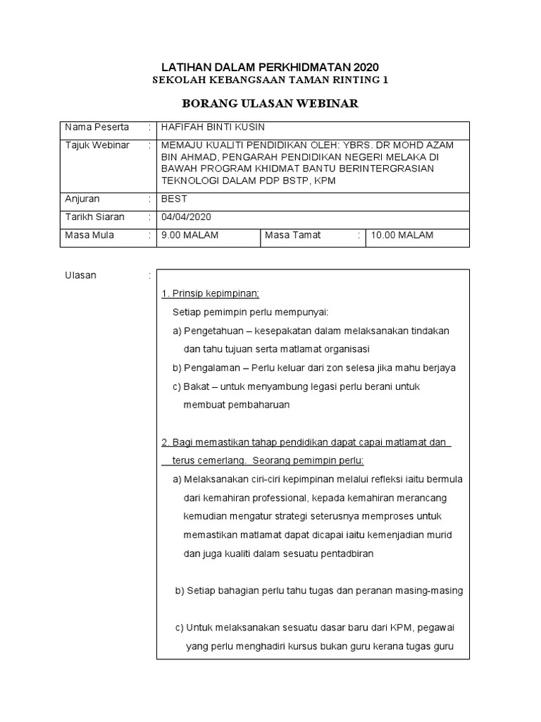 Borang Laporan Webinar 1 Docx