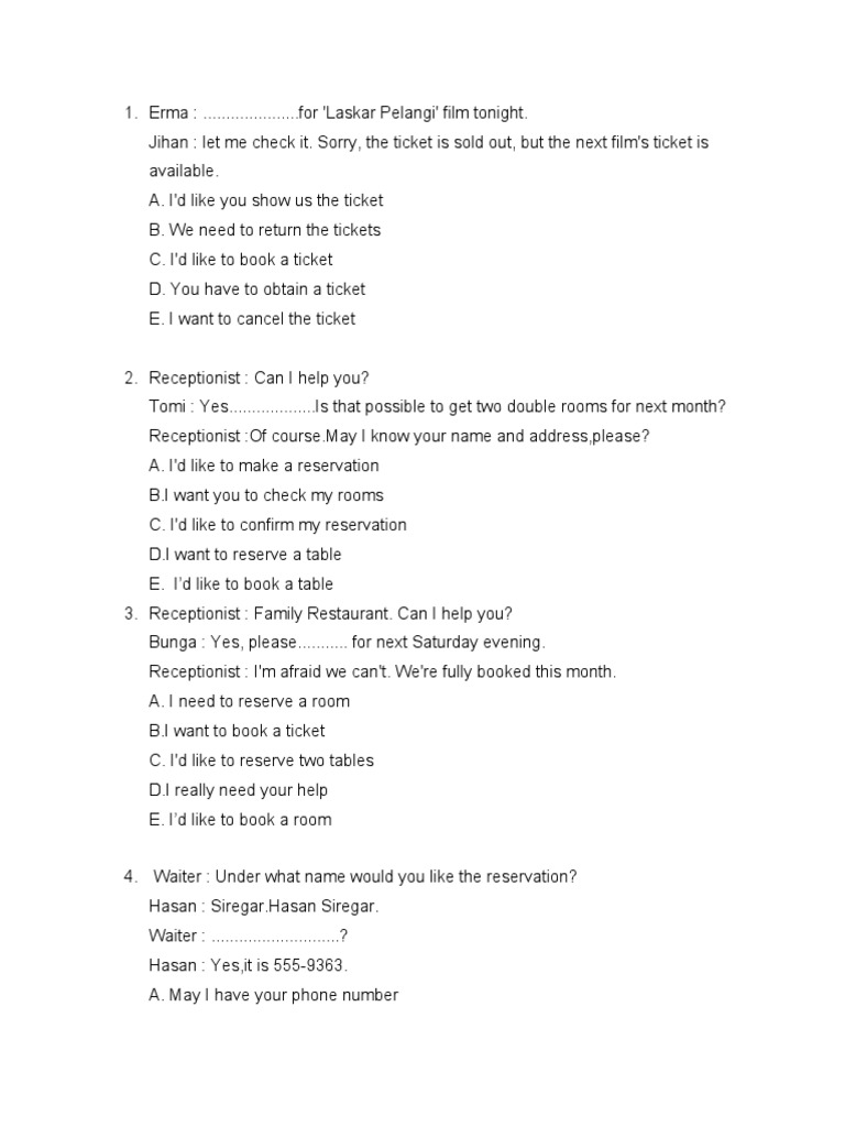 Reservation Dialogues and Scenarios | PDF | Travel Agency | Business