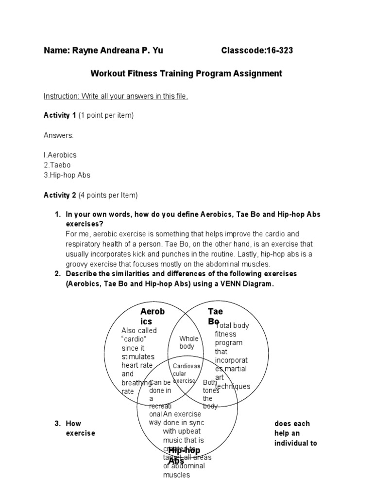 Workout Fitness Training Program | PDF | Physical Fitness | Aerobic ...