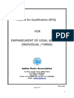 FOR Empanelment of Legal Advisors (Individual / Firms) : Request For Qualification (RFQ)