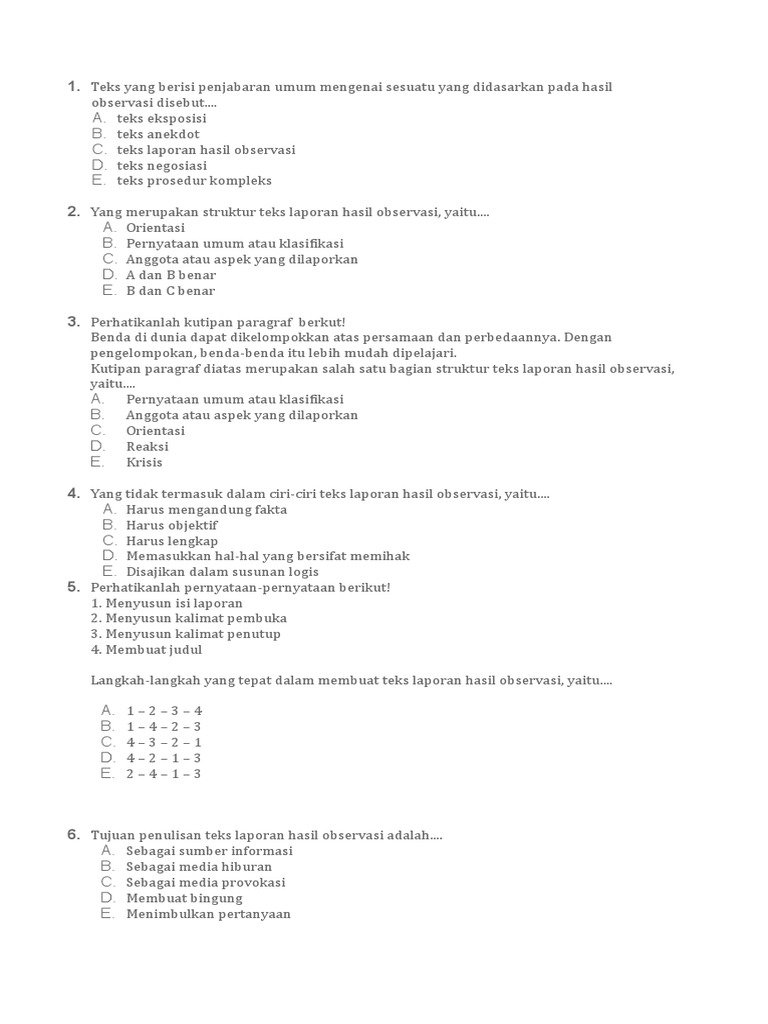 Teks Yang Berisi Penjabaran Umum Mengenai Sesuatu Yang Didasarkan Pada Hasil Observasi Disebut