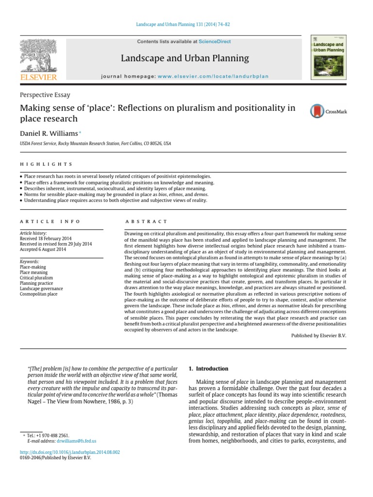 Understanding Place in Landscape Planning | PDF | Positivism | Psychology