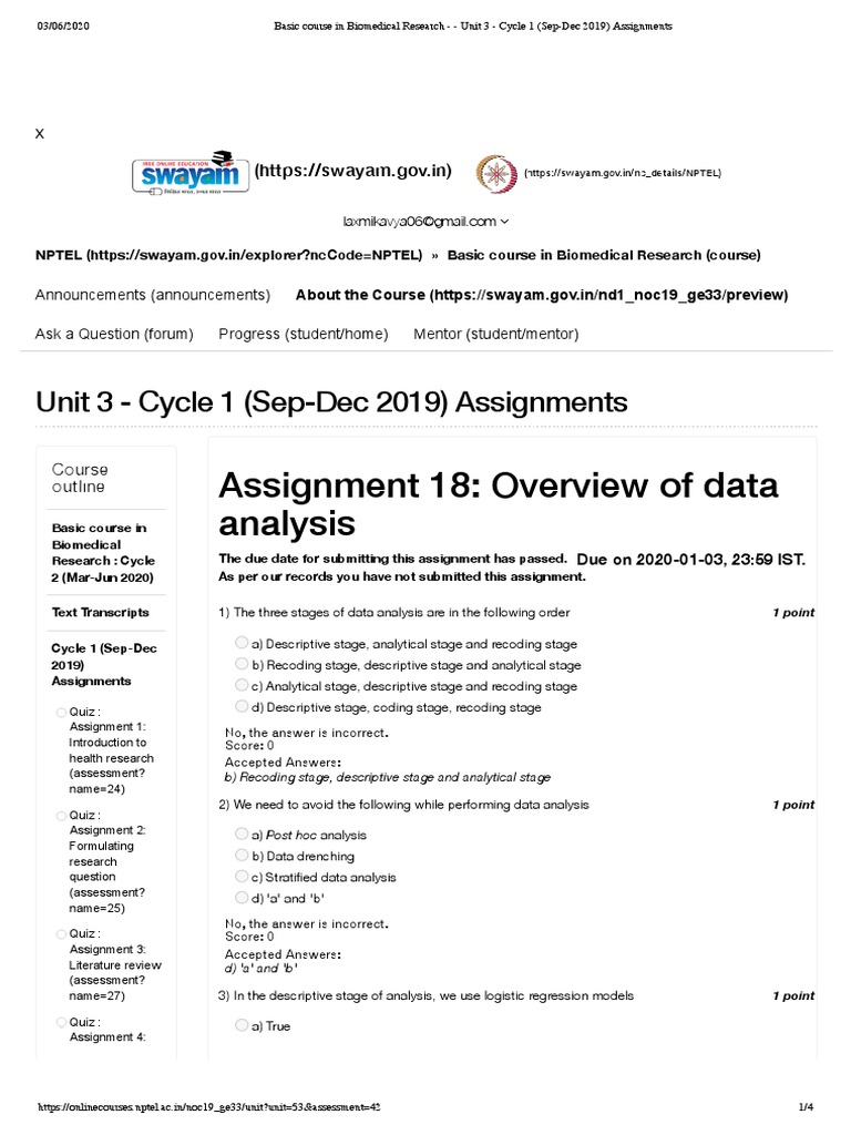 Assignment 18: Overview of Data Analysis: Unit 3 - Cycle 1 (Sep-Dec ...