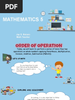 Mathematics 5: Jay D. Bolano Math Teacher