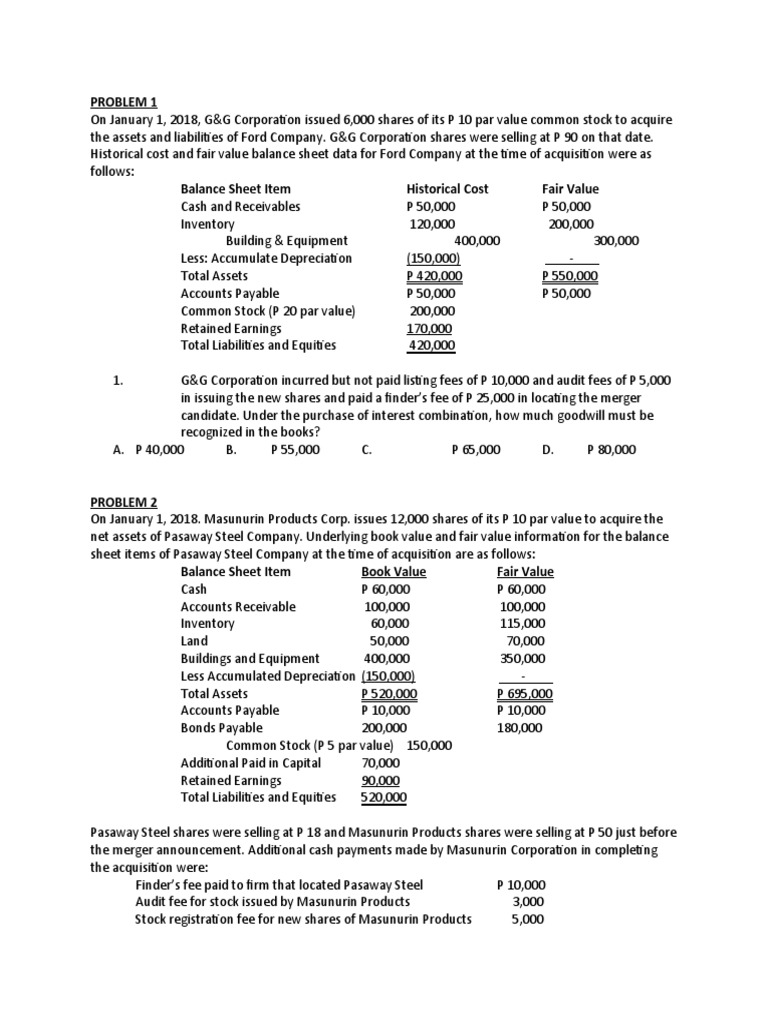 Goodwill Calculation in Business Acquisitions | PDF | Book Value ...