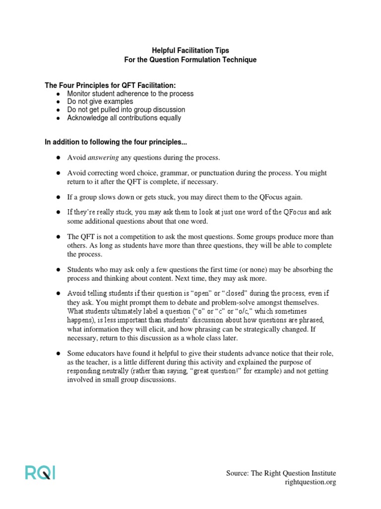 RQI Resource Helpful Facilitation Tips | PDF | Science & Mathematics