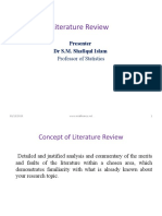 Literature Review: Presenter DR S.M. Shafiqul Islam