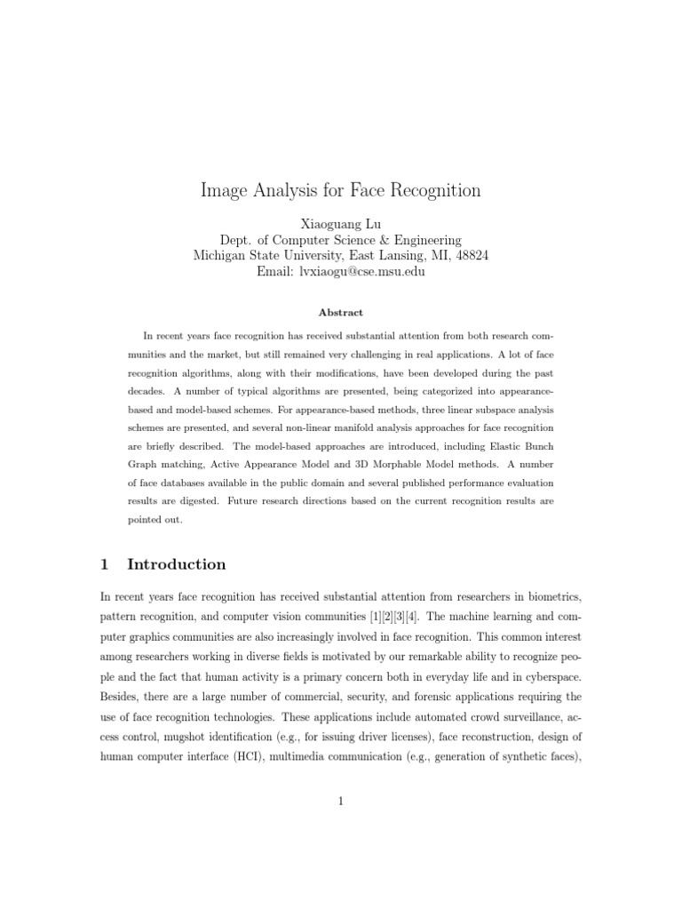 Face Recognition | PDF