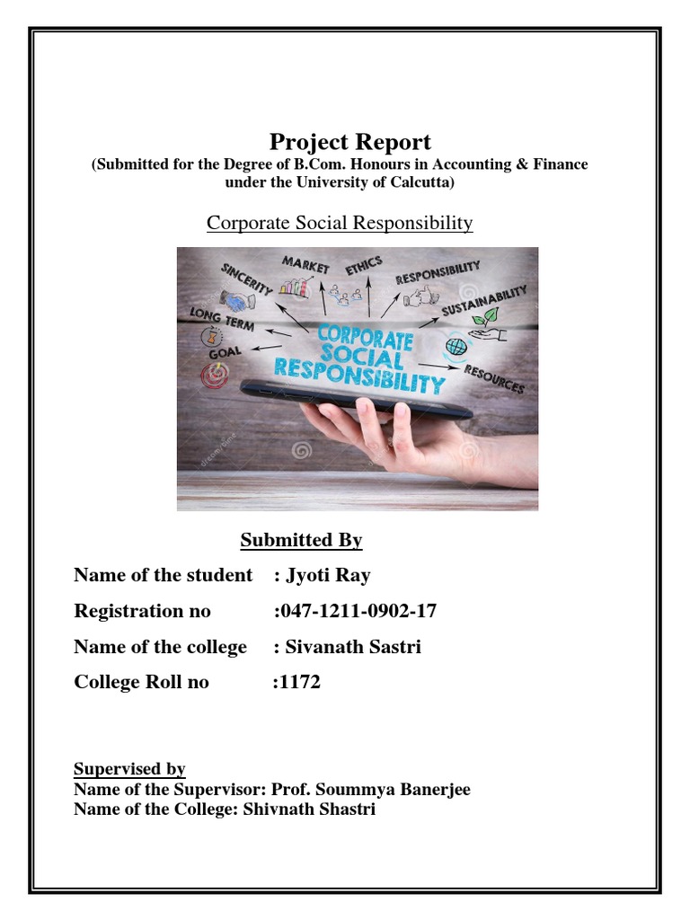 Project Report: Corporate Social Responsibility | PDF | Corporate ...