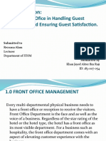 Assignment On:: Role of Front Ofice in Handling Guest Complaints and Ensuring Guest Satisfaction