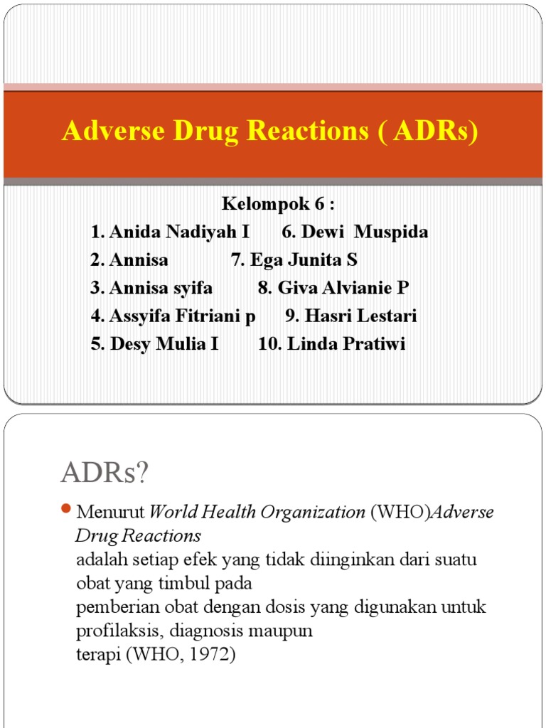 Adverse Drug Reactions (ADRs) Kel.6 | PDF