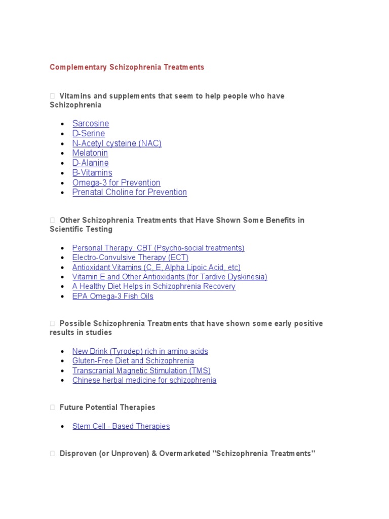 Complementary Treatments for Schizophrenia | PDF | Dietary Supplements ...