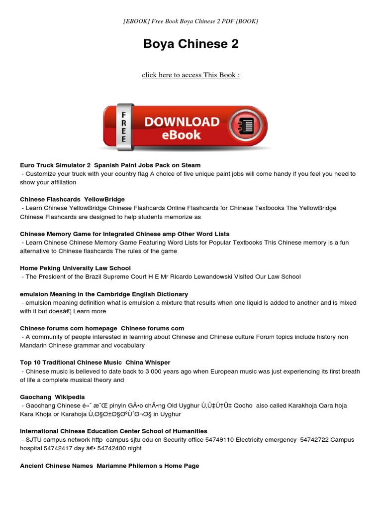 Boya Chinese 2: Click Here To Access This Book | PDF | Chinese Language ...