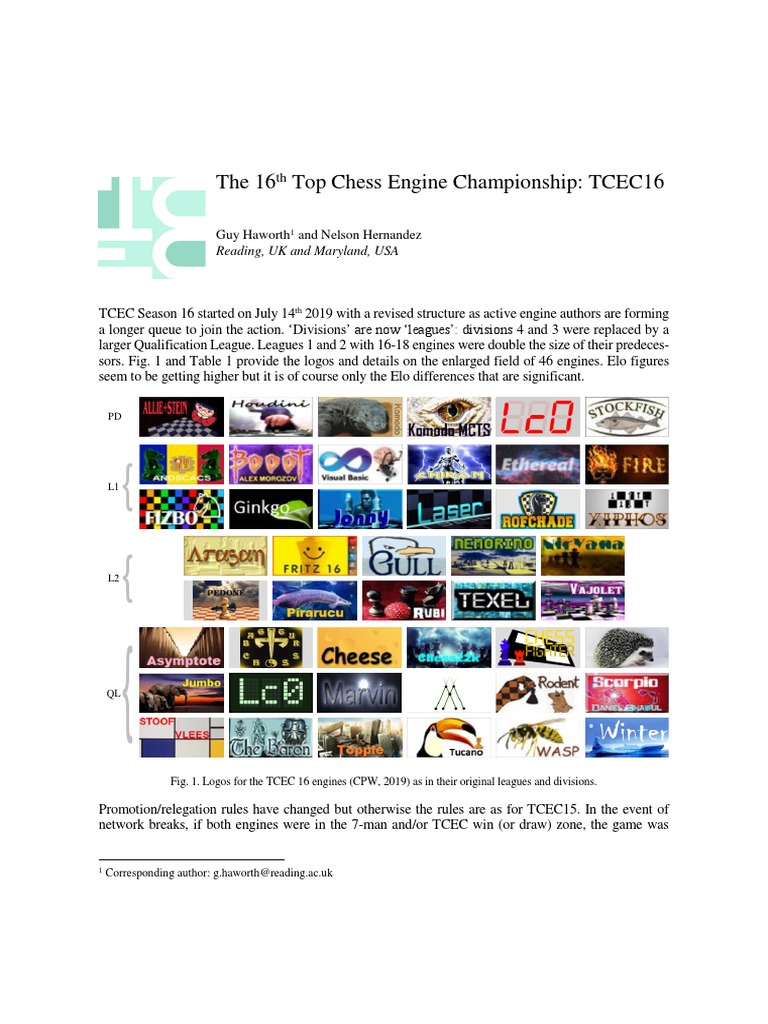 The 16 Top Chess Engine Championship: TCEC16: Reading, UK and Maryland ...