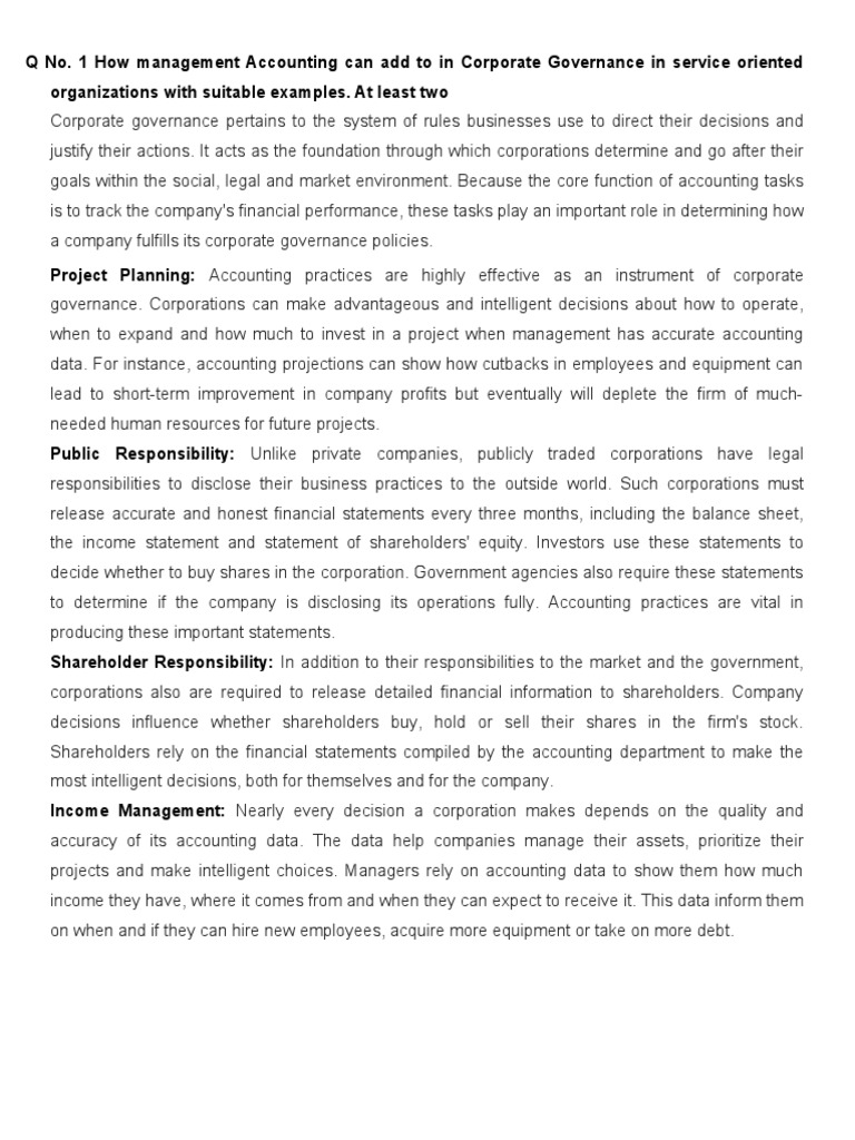 Management Accounting in Corporate Governance | PDF | Stocks | Cost