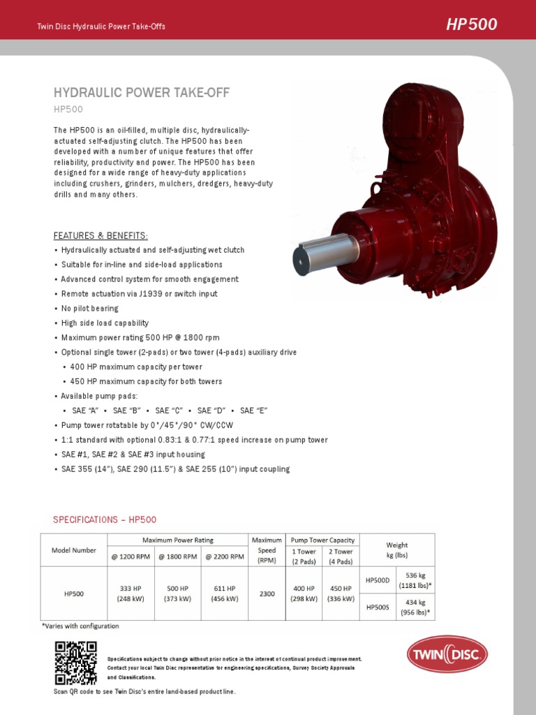 Hydraulic Power TakeOff Features & Benefits PDF Horsepower