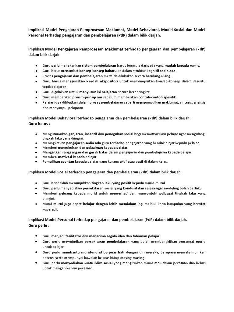 Implikasi Model Pengajaran Pdf