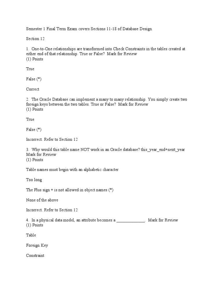 Exam Review: Database Design Concepts | PDF | Table (Database ...
