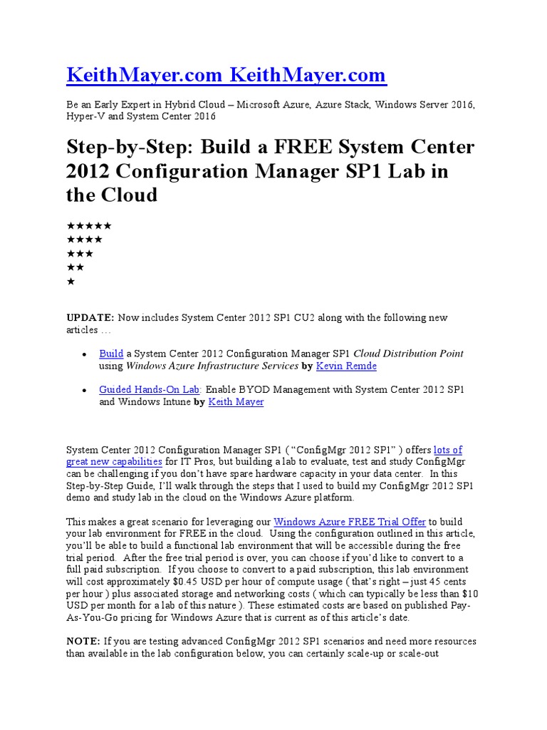 Step-by-Step Build A FREE System Center 2012 Configuration Manager SP1 ...