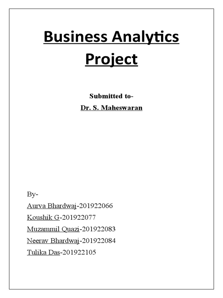 Business Analytics Project Pdf P Value Statistics