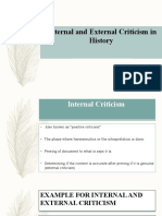 Internal and External Criticism In: History