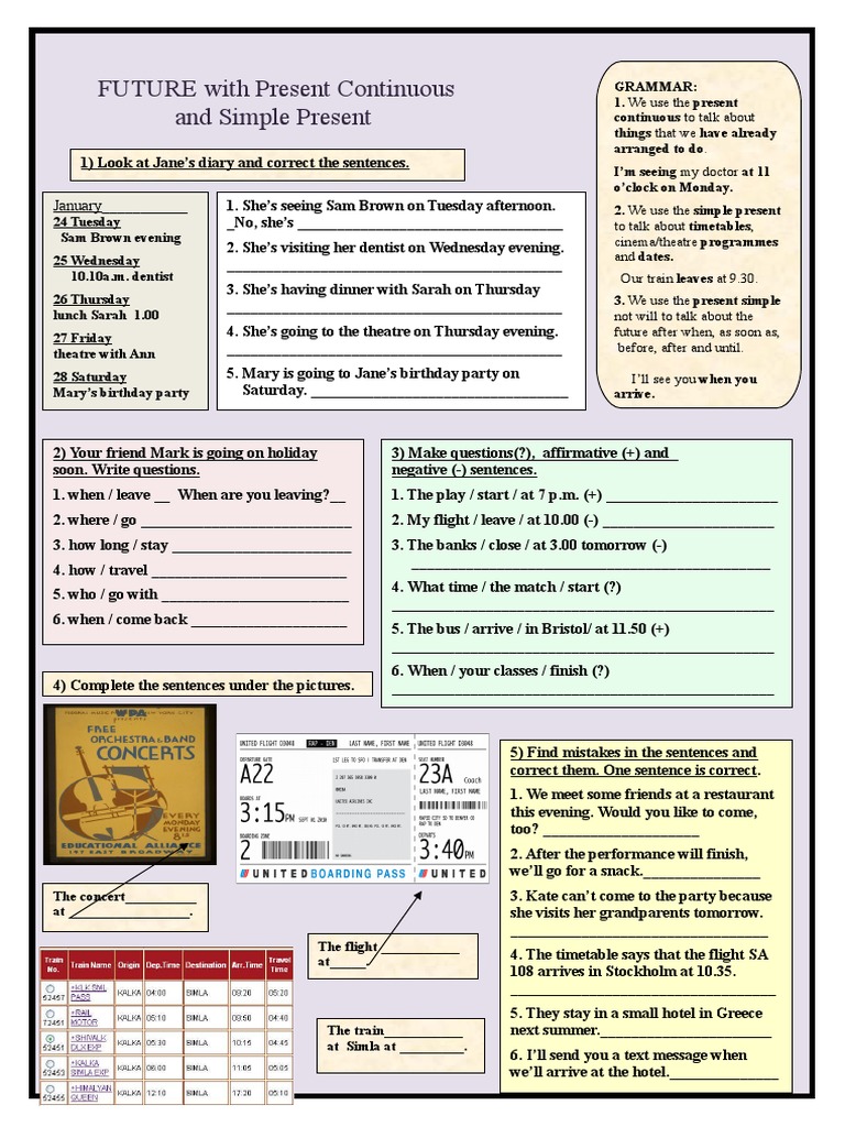 FUTURE With Present Continuous and Simple Present: January | PDF