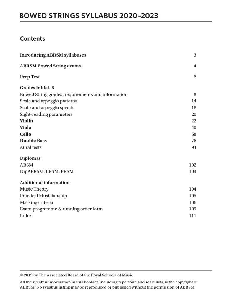 Bowed Strings Syllabus 2020-2023: Introducing ABRSM Syllabuses ABRSM ...