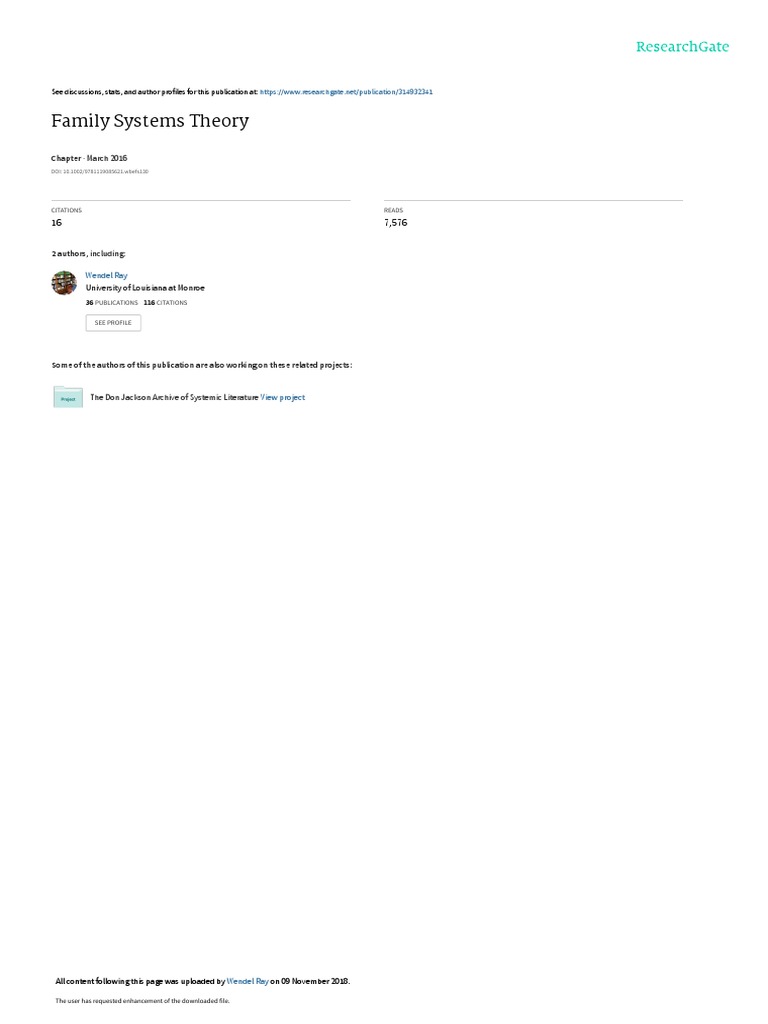 Family Systems Theory: March 2016 | PDF | Family Therapy | Psychotherapy