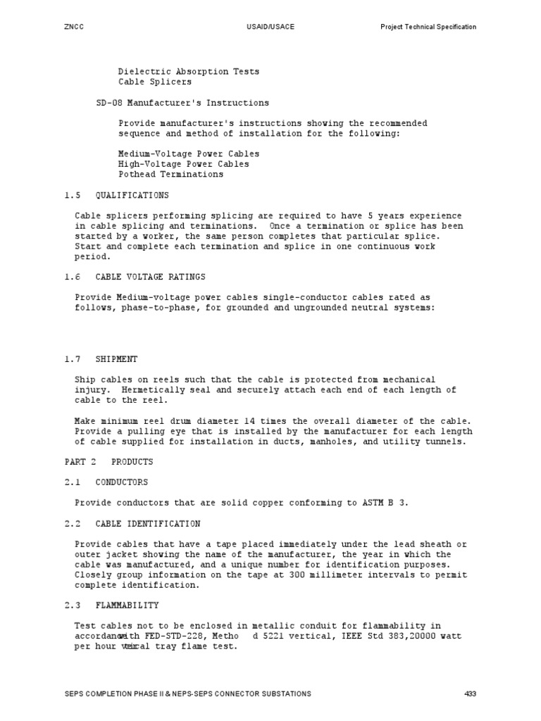 ZNCC Usaid/Usace Project Technical Specification | PDF | Home & Garden ...