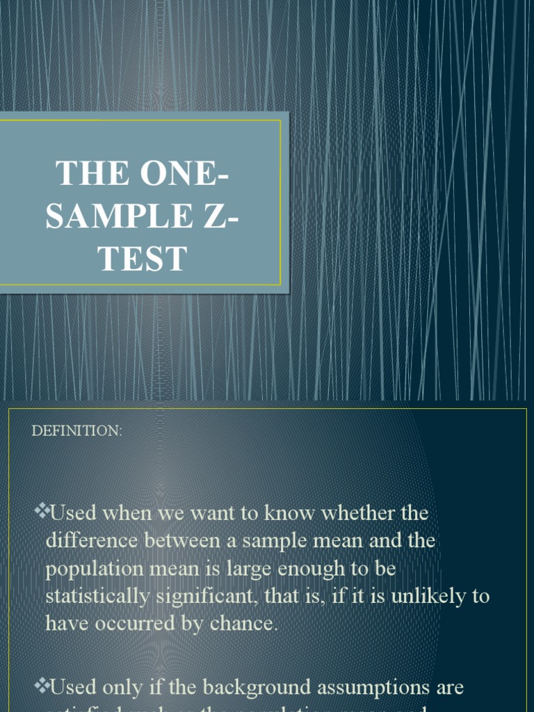 The OneSample ZTest Definition and Examples PDF