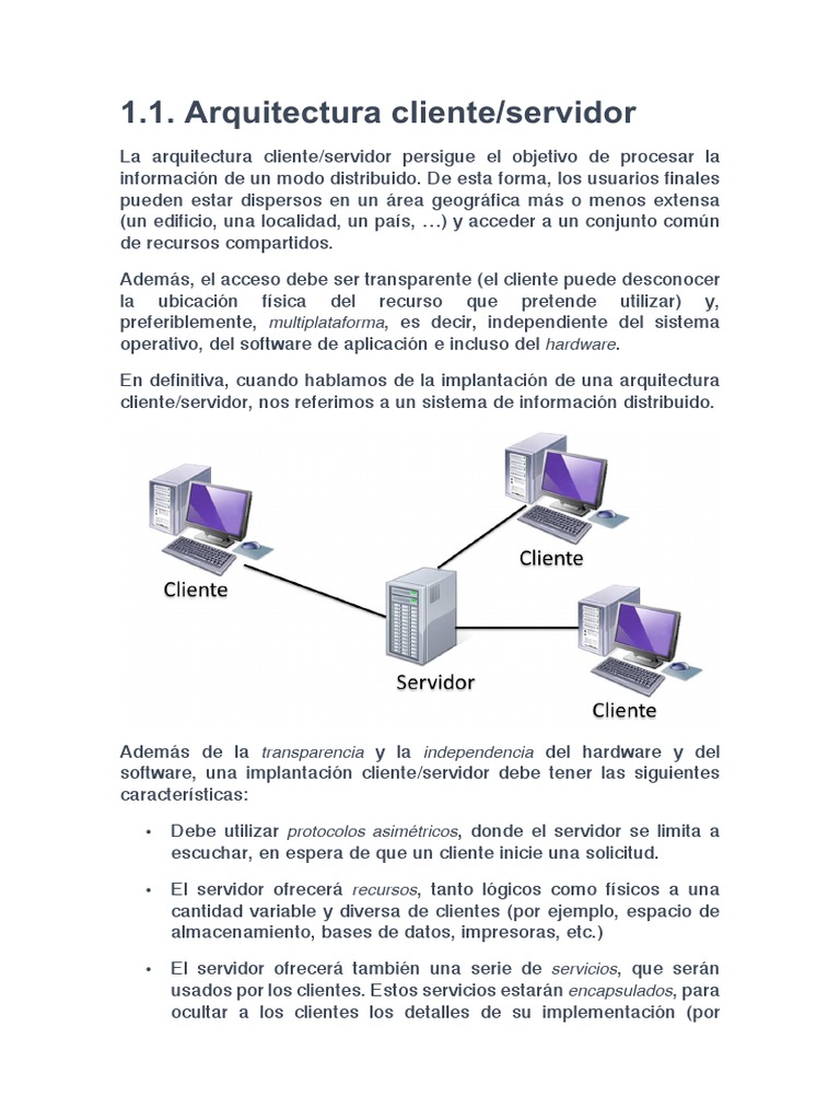 1 Arquitectura Cliente Servidor PDF | PDF | Middleware | Modelo cliente ...