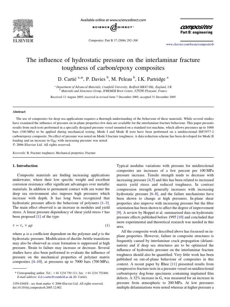 Hydrostatic Pressure Effects on Carbon/Epoxy Fracture Toughness | PDF ...