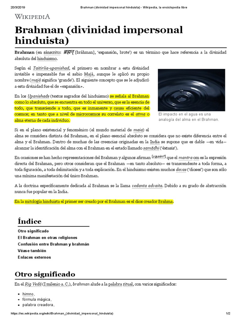 Brahman Divinidad Impersonal Hinduista Wikipedia La Enciclopedia Libre Brahman Conceptos Filosoficos Religiosos