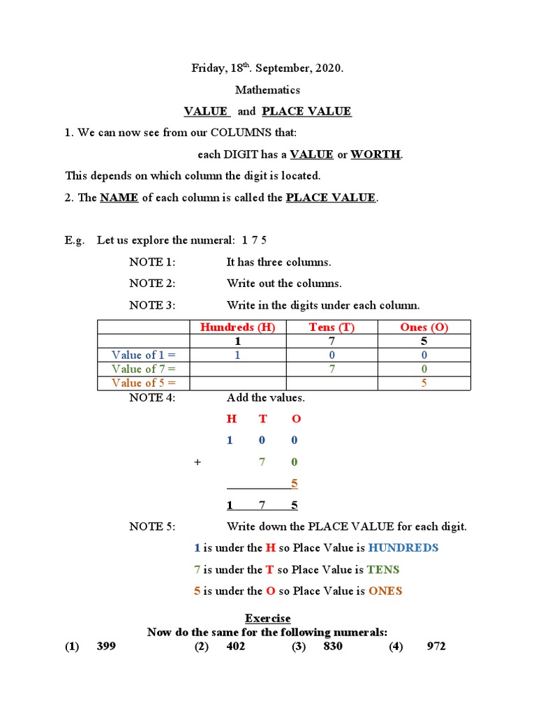 Understanding Value and Place Value | PDF