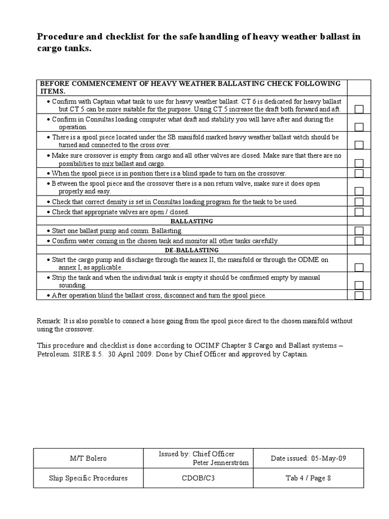 Heavy Weather Ballast Instruction PDF