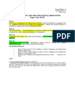 Management and Organizational Behaviour Paper Code: II-101: Unit-I