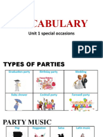 Vocabulary: Unit 1 Special Occasions