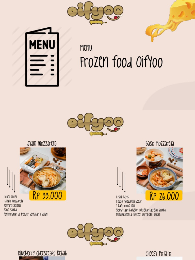 Menu Frozen Food Oifyoo Terbaru | PDF