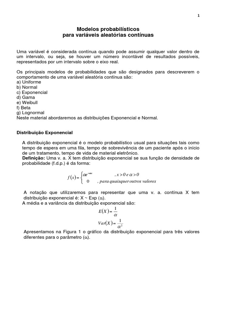Modelos de Distribuição Exponencial | PDF | Distribuição normal ...