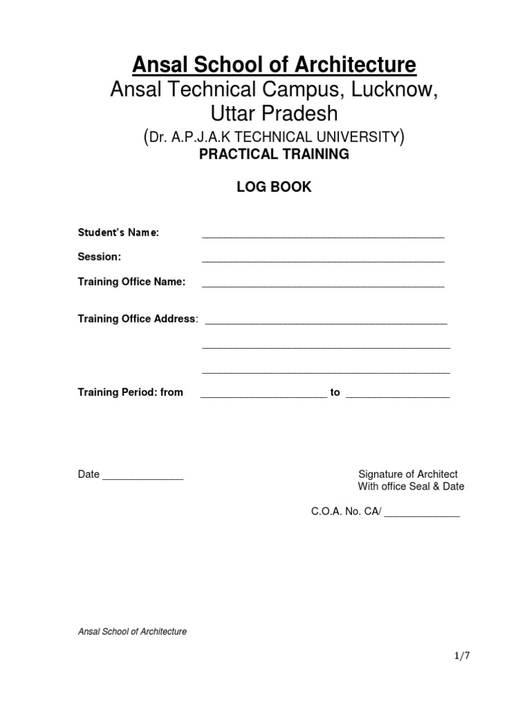 Ansal School of Architecture Logbook | PDF | Behavior Modification ...
