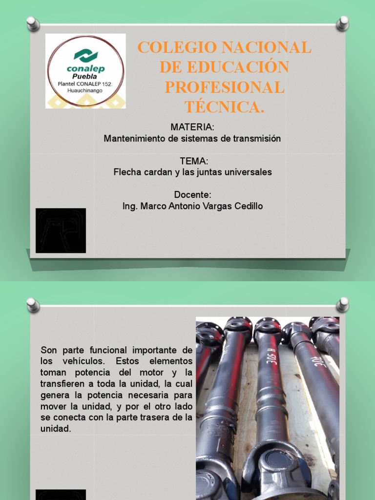 Partes y Función de la Flecha Cardan | PDF | Ingeniería mecánica | Bienes  manufacturados